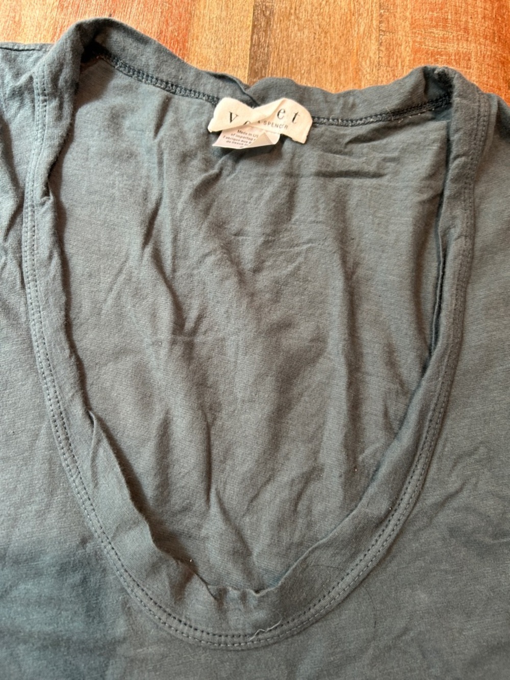 Velvet by Graham & Spencer Slate Blue Deep Scoop Neck Cropped Tank - Picture 2 of 6